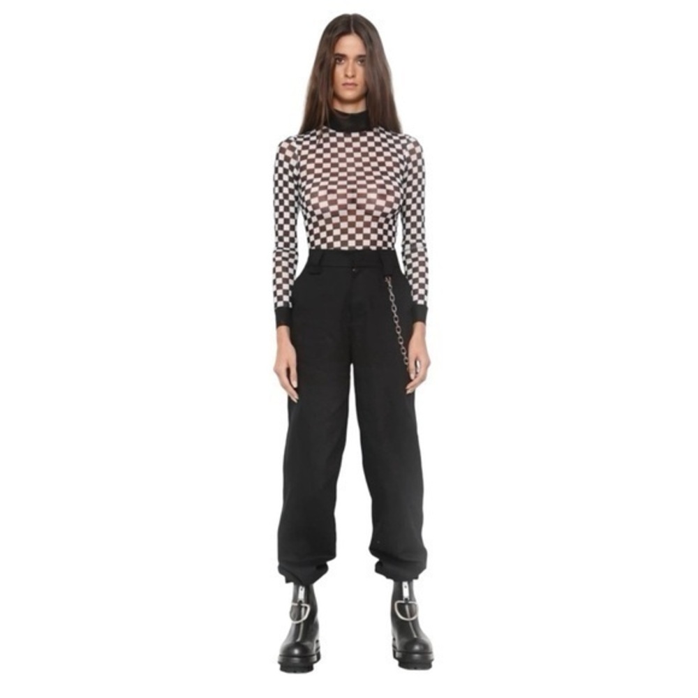 I.AM.GIA Black/White Checkered Nightrider Mesh Bodysuit